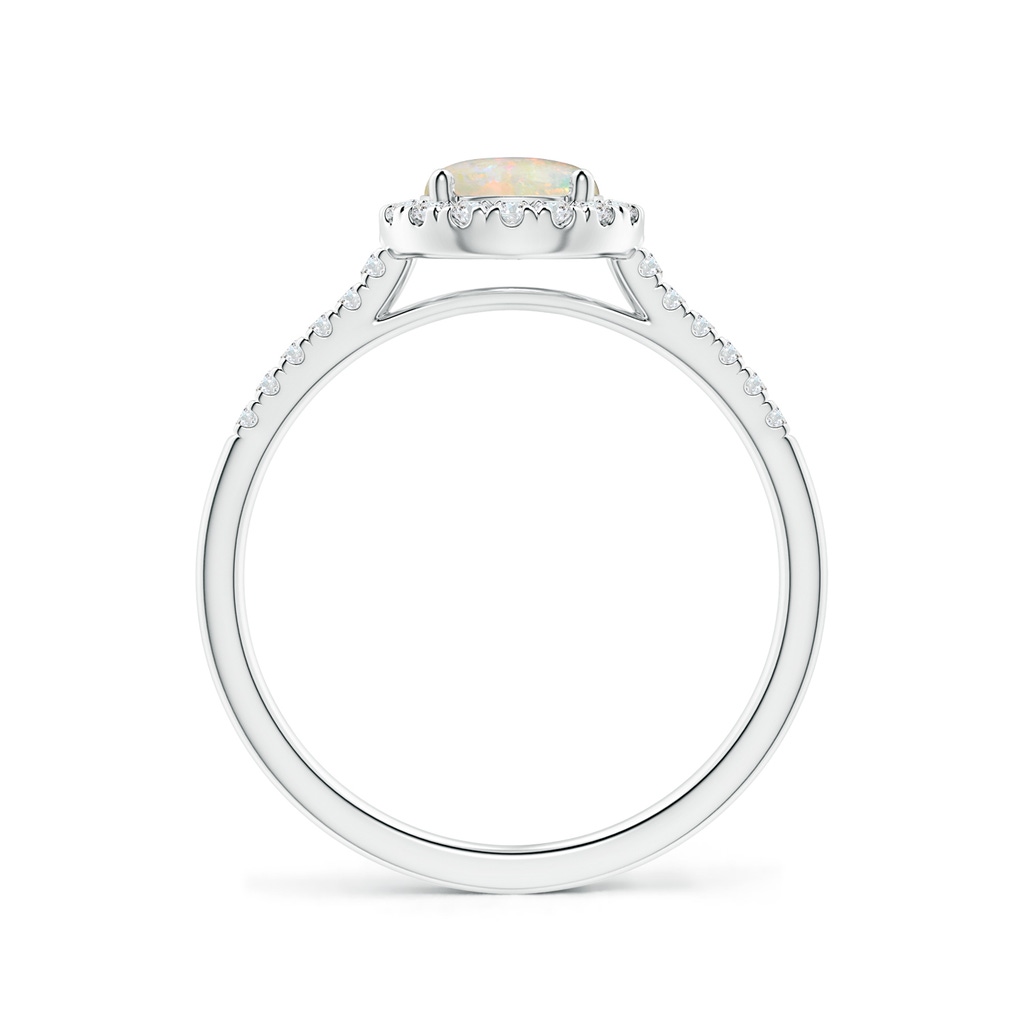6mm AAAA Round Opal Halo Ring with Diamond Accents in White Gold - side_1
