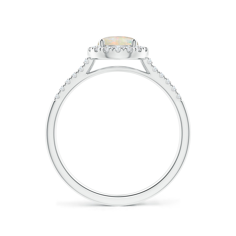 6mm AAAA Round Opal Halo Ring with Diamond Accents in White Gold side-1