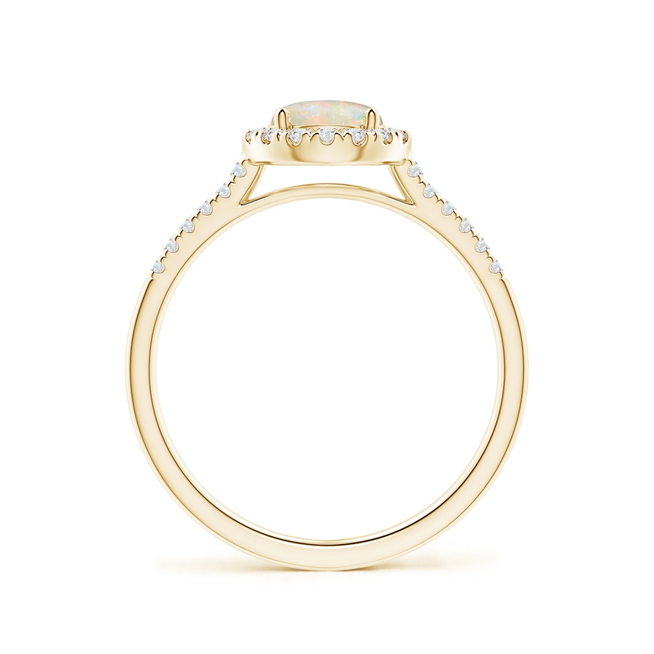 6mm AAAA Round Opal Halo Ring with Diamond Accents in Yellow Gold side-1