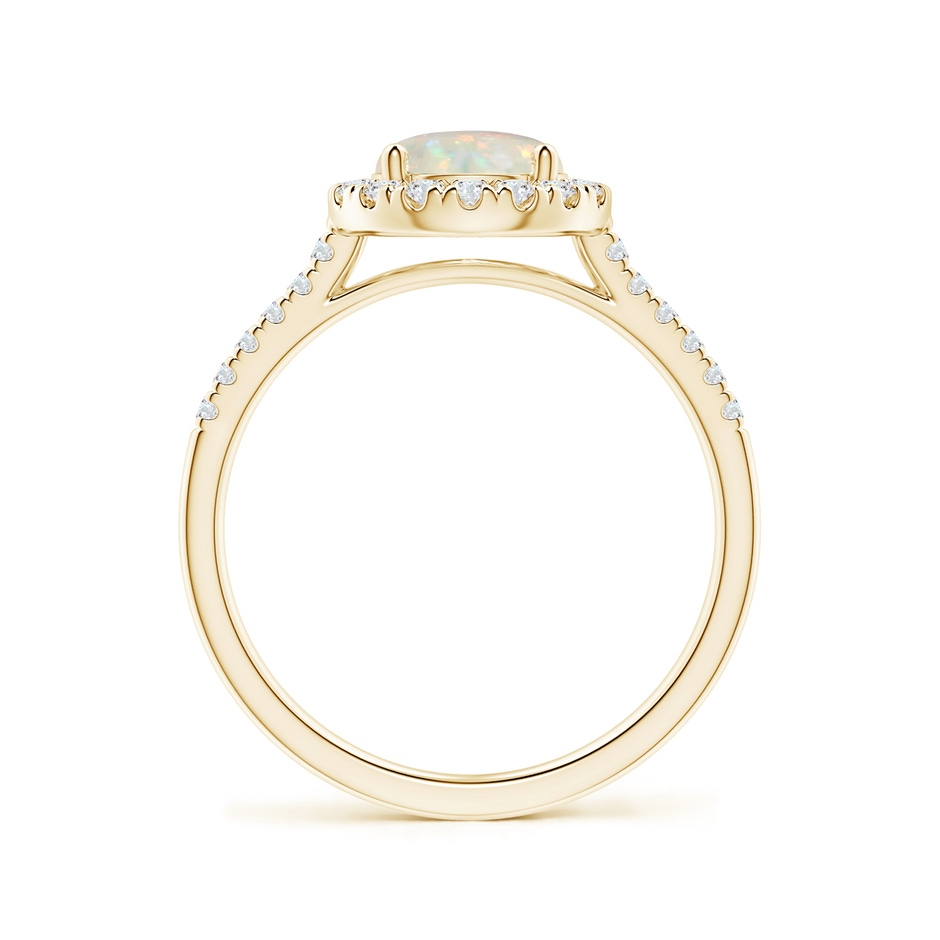 7mm AAA Round Opal Halo Ring with Diamond Accents in Yellow Gold side-1