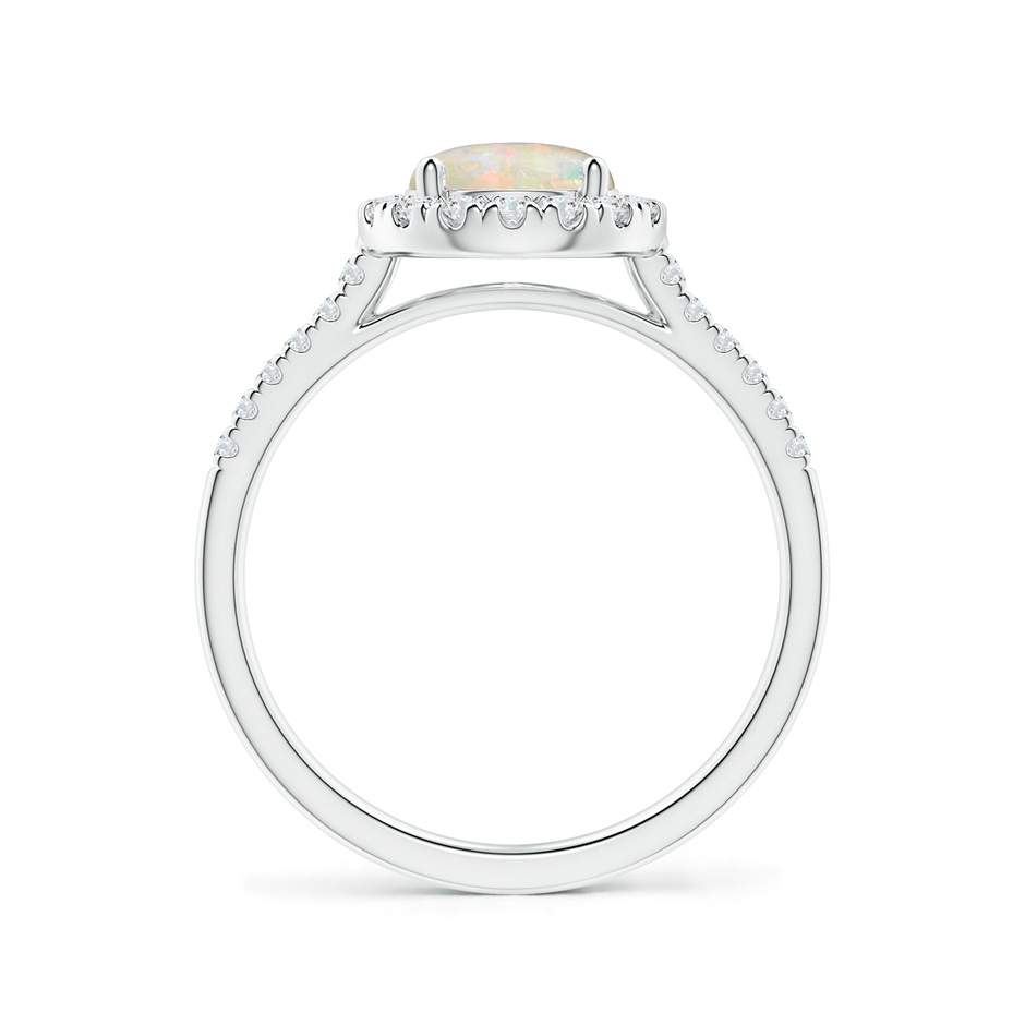 7mm AAAA Round Opal Halo Ring with Diamond Accents in White Gold side-1