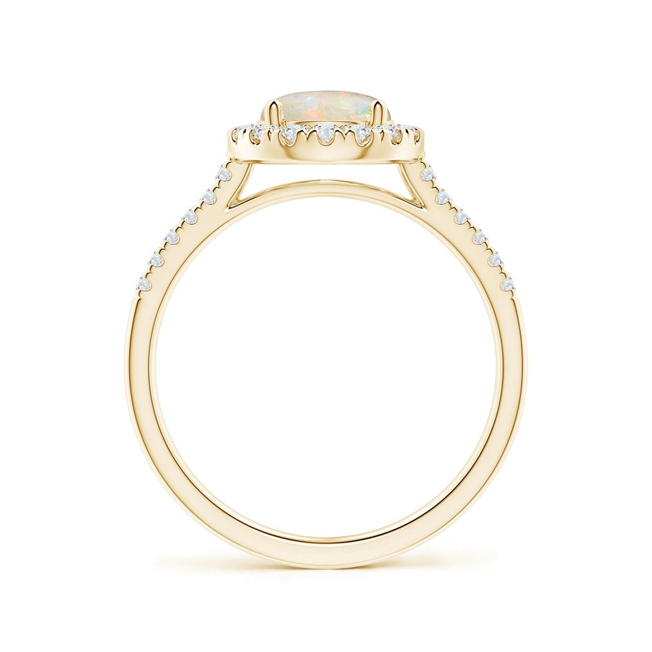 7mm AAAA Round Opal Halo Ring with Diamond Accents in Yellow Gold side-1