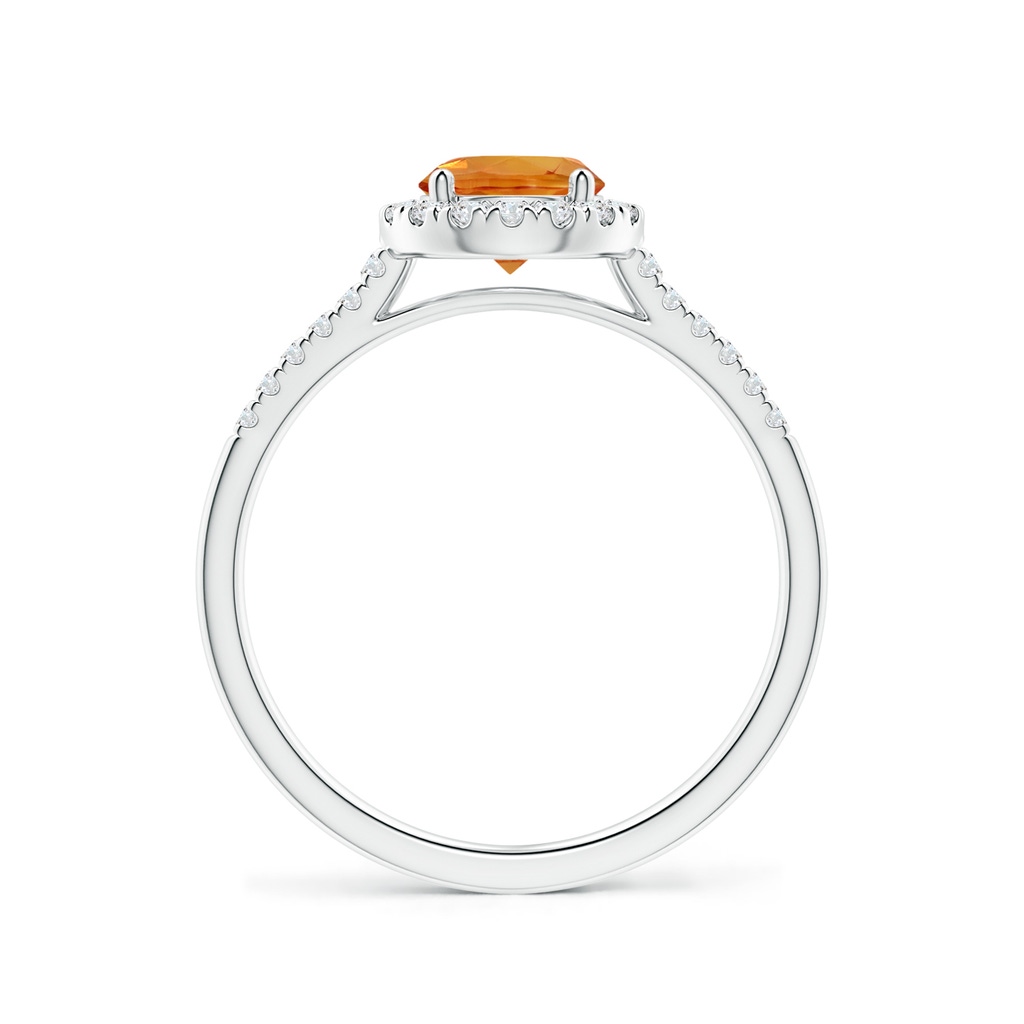 6mm AAA Round Orange Sapphire Halo Ring with Diamond Accents in White Gold Side-1