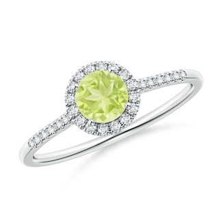 5mm A Round Peridot Halo Ring with Diamond Accents in P950 Platinum