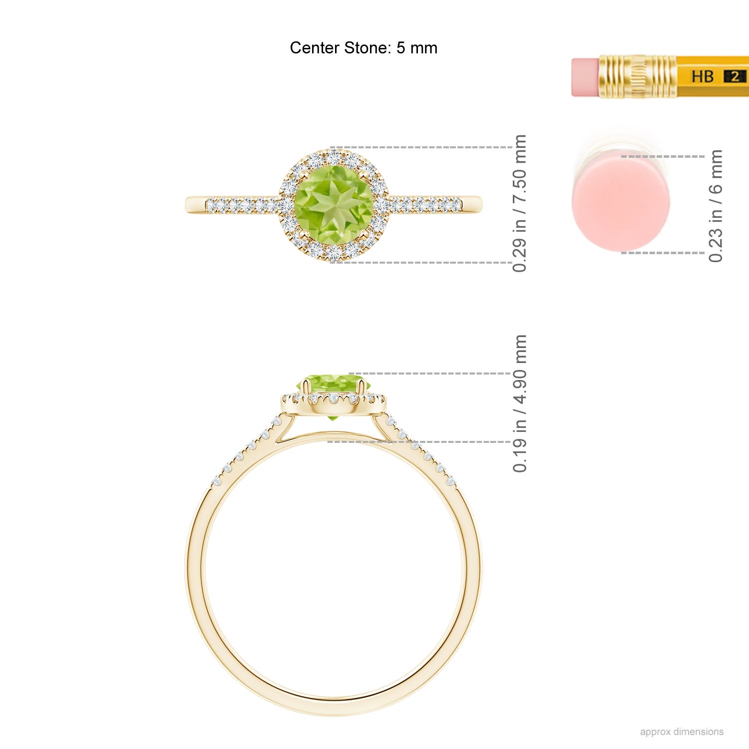 AA - Peridot / 0.7 CT / 14 KT Yellow Gold