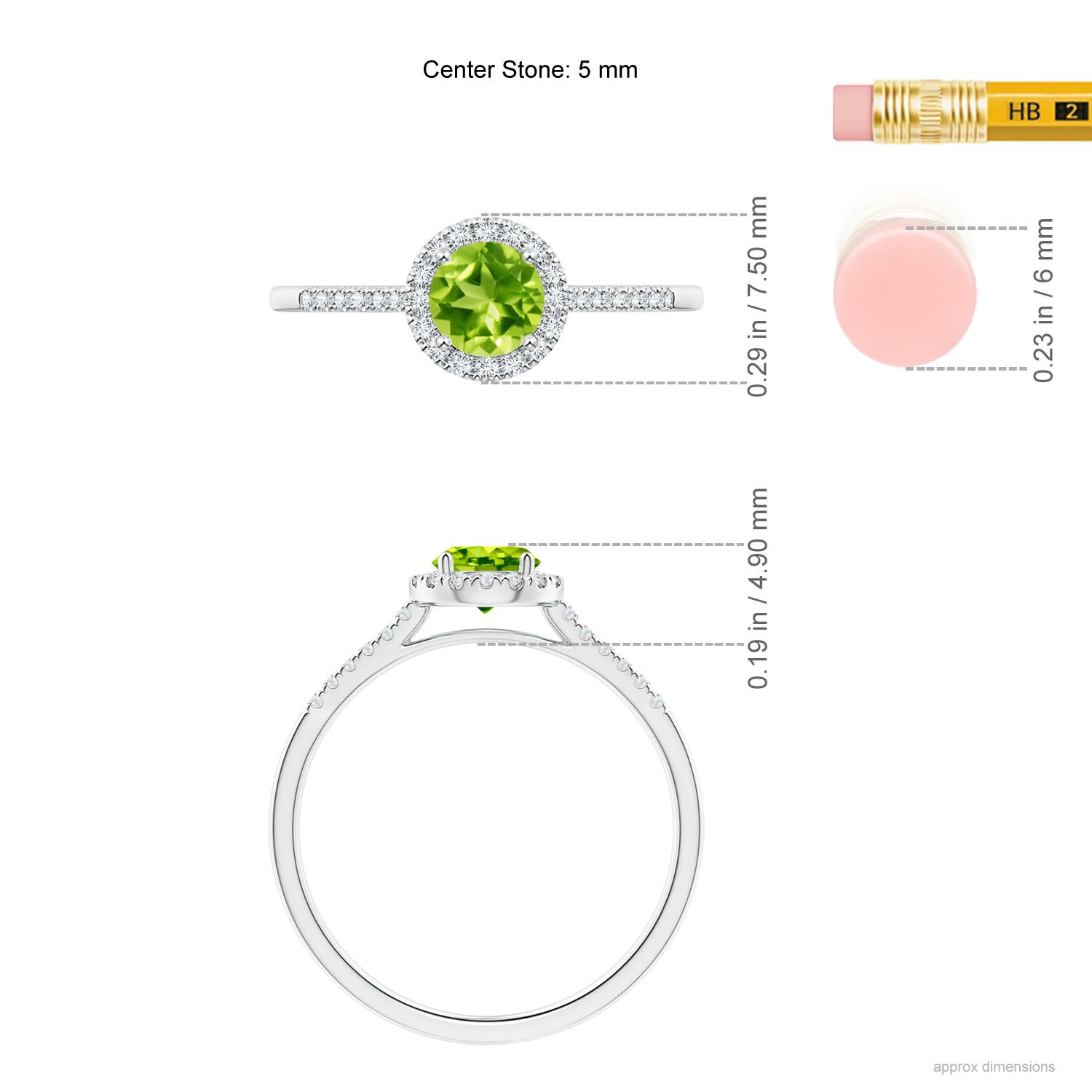 AAA - Peridot / 0.7 CT / 14 KT White Gold