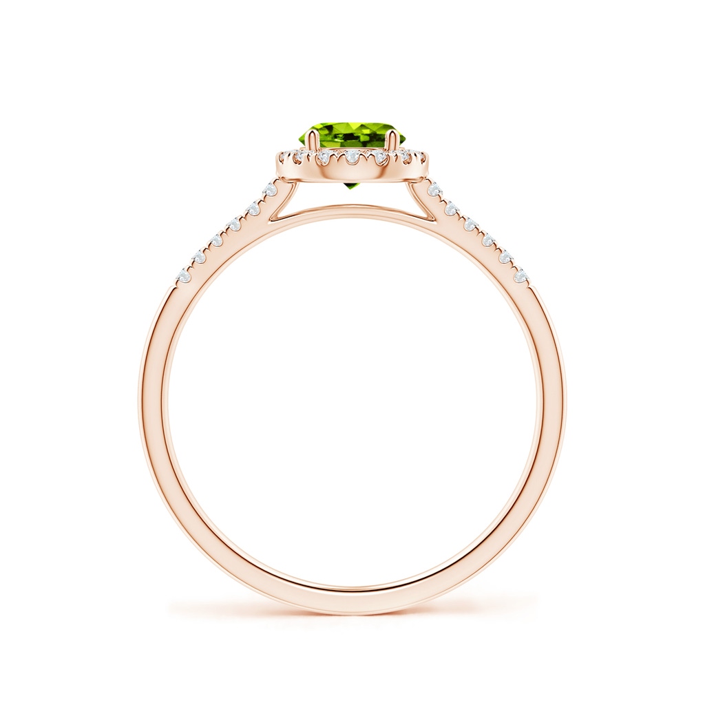 5mm AAAA Round Peridot Halo Ring with Diamond Accents in Rose Gold Side-1