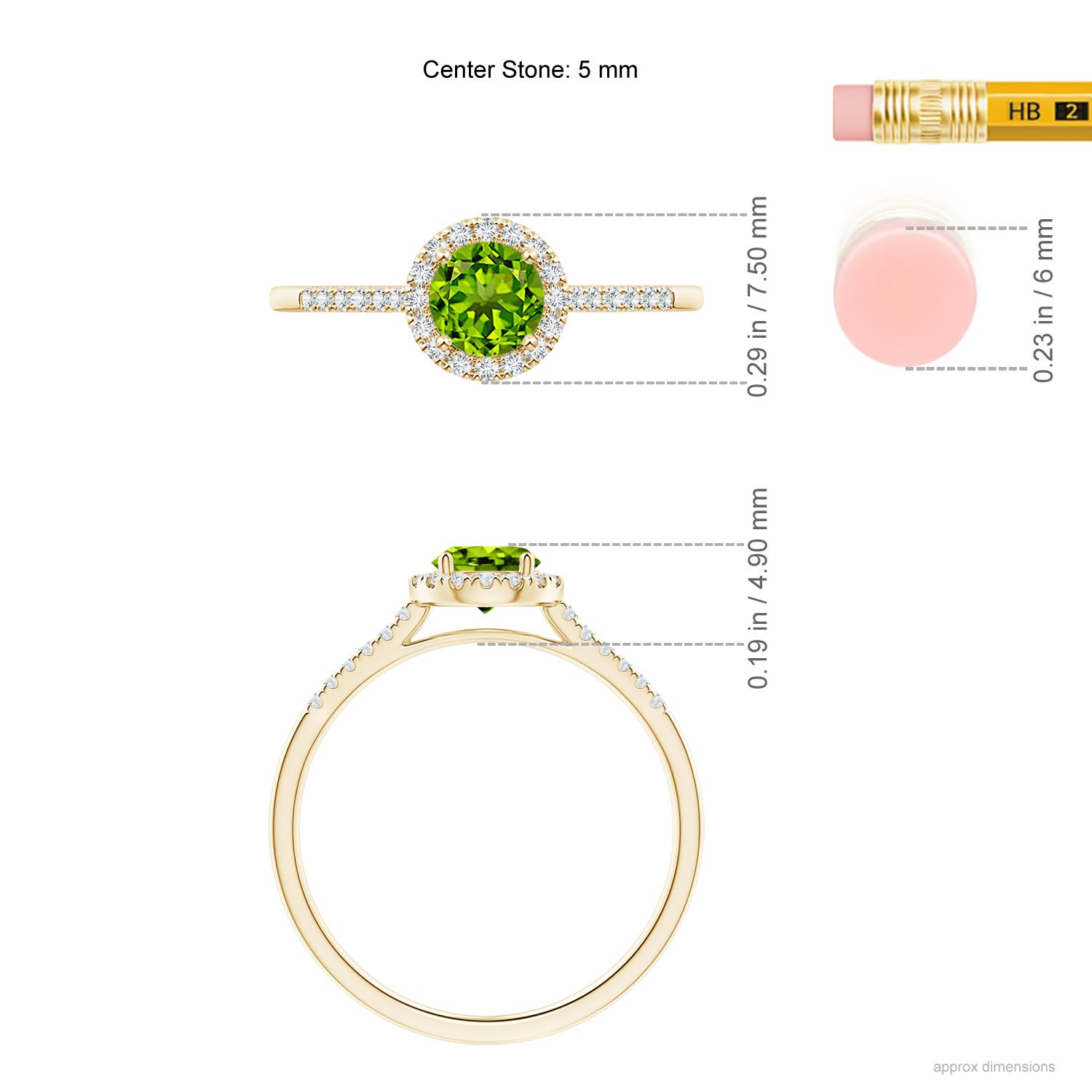 AAAA - Peridot / 0.7 CT / 14 KT Yellow Gold