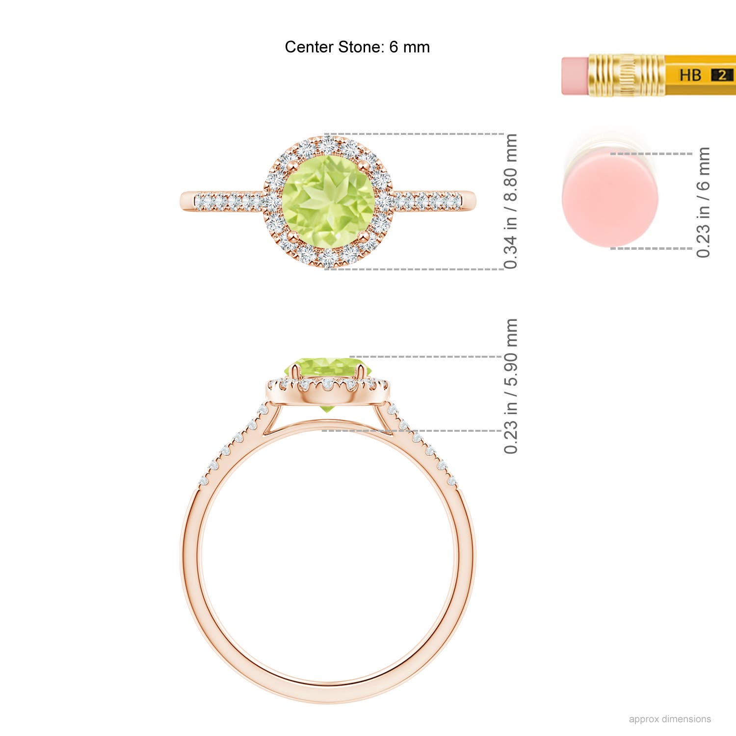 A - Peridot / 1.15 CT / 14 KT Rose Gold