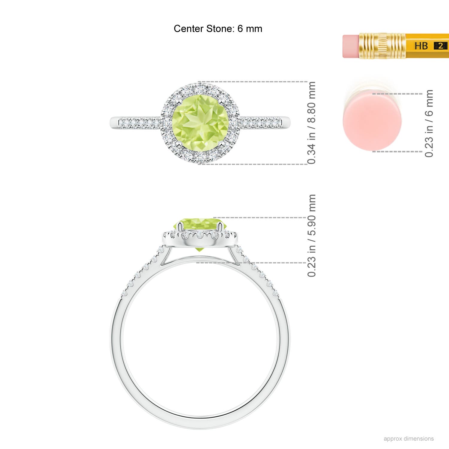 A - Peridot / 1.15 CT / 14 KT White Gold