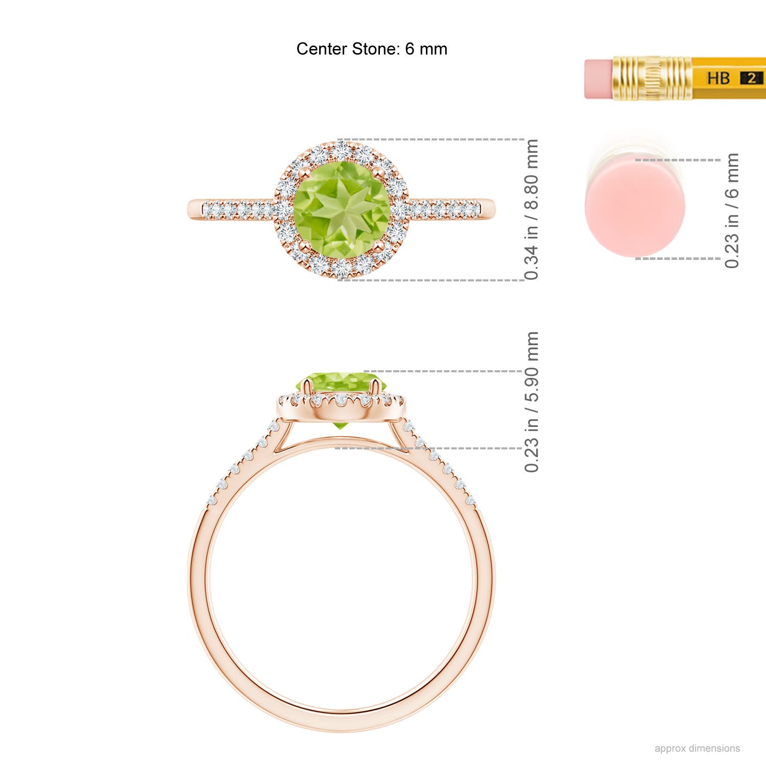 AA - Peridot / 1.15 CT / 14 KT Rose Gold