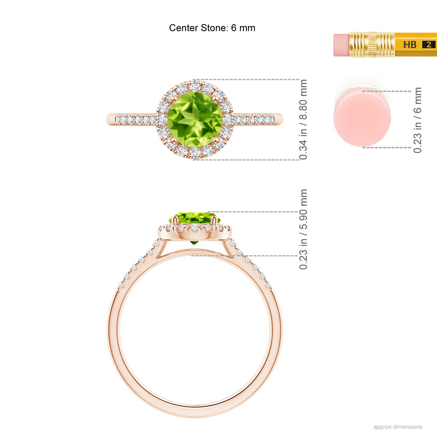 AAA - Peridot / 1.15 CT / 14 KT Rose Gold