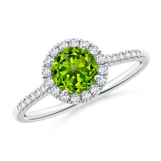 6mm AAAA Round Peridot Halo Ring with Diamond Accents in P950 Platinum