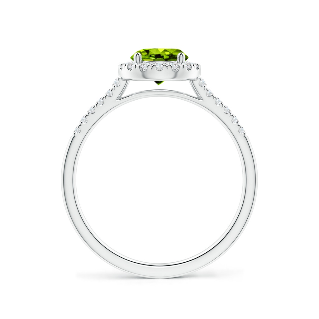 6mm AAAA Round Peridot Halo Ring with Diamond Accents in White Gold Side-1