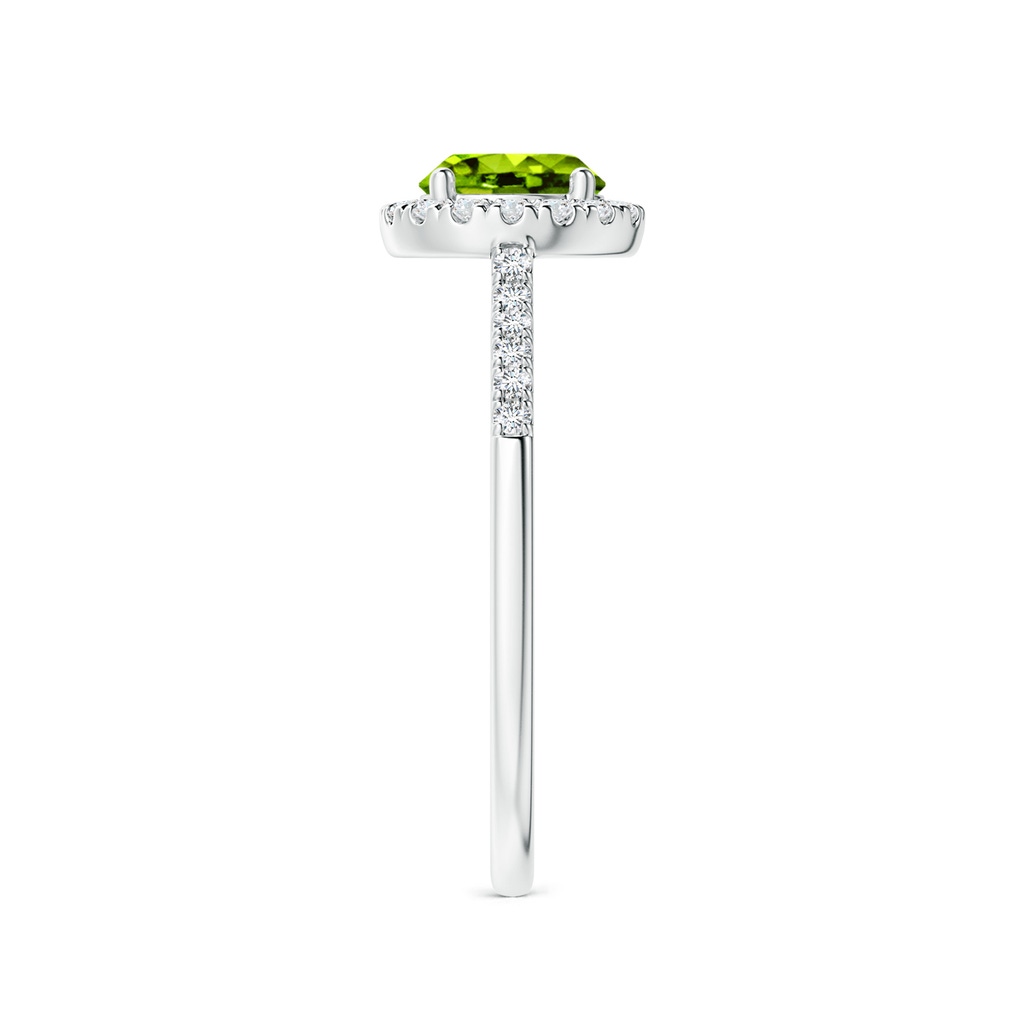 6mm AAAA Round Peridot Halo Ring with Diamond Accents in White Gold Side-2