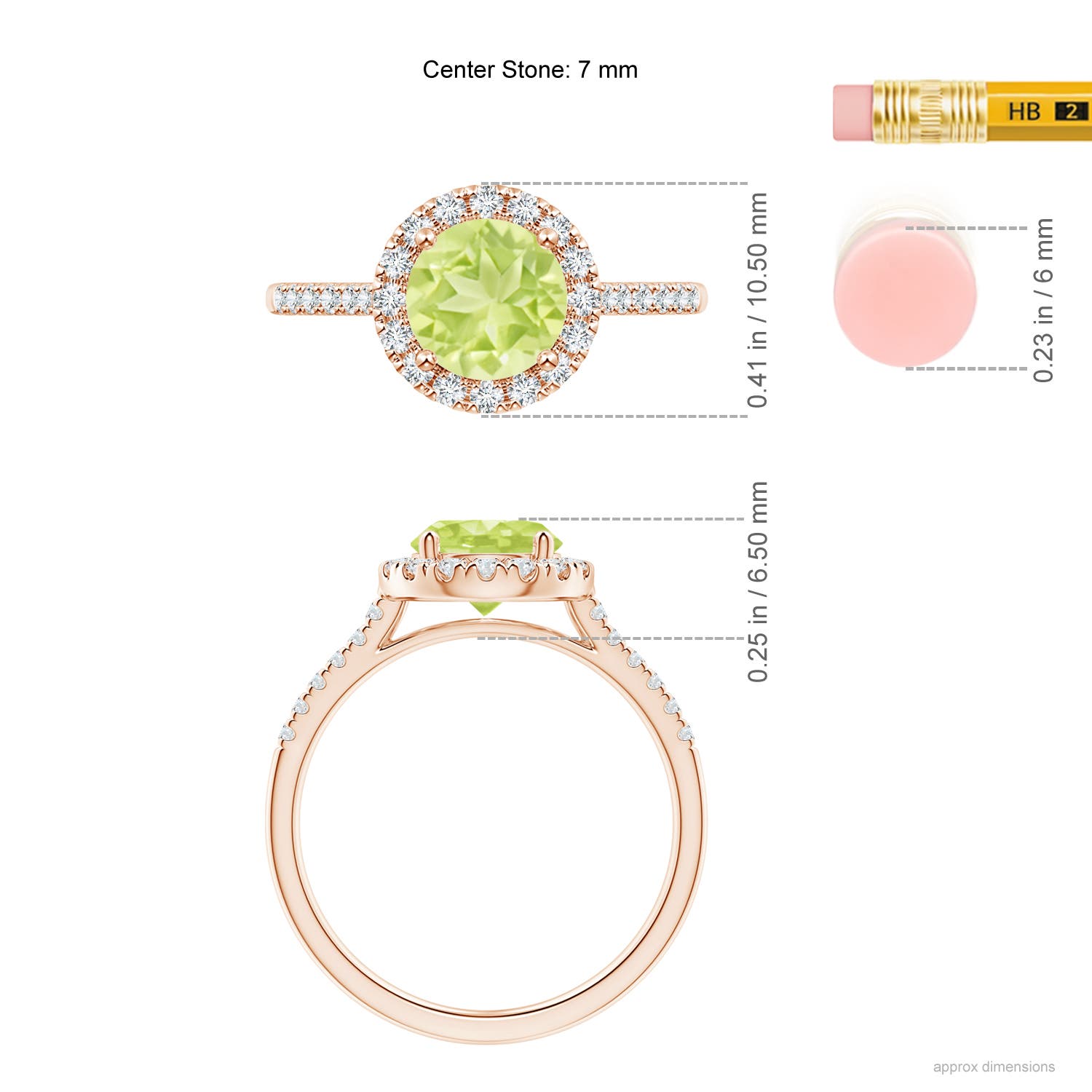 A - Peridot / 1.69 CT / 14 KT Rose Gold