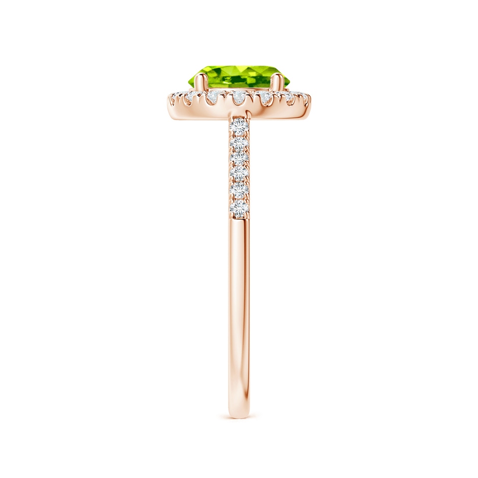 7mm AAA Round Peridot Halo Ring with Diamond Accents in Rose Gold side-2