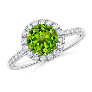 7mm AAAA Round Peridot Halo Ring with Diamond Accents in P950 Platinum