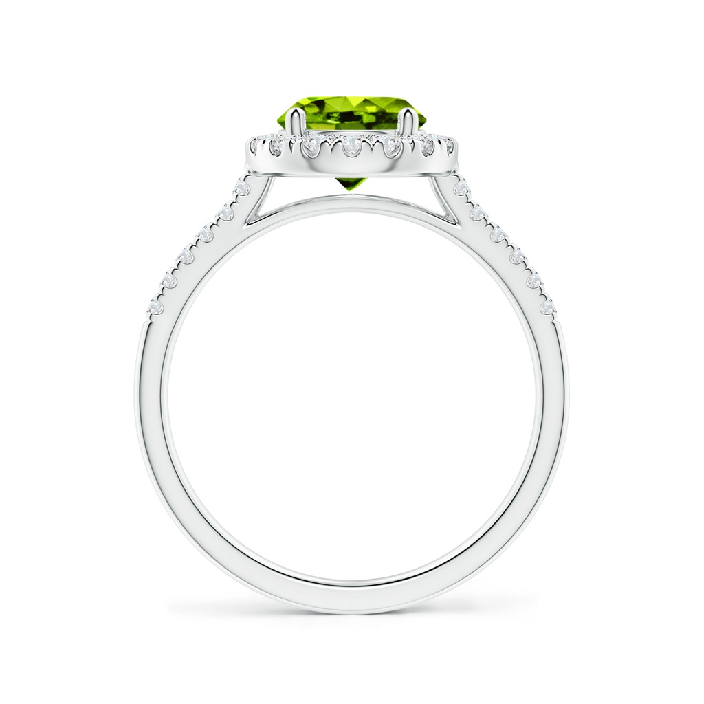 7mm AAAA Round Peridot Halo Ring with Diamond Accents in P950 Platinum Side-1