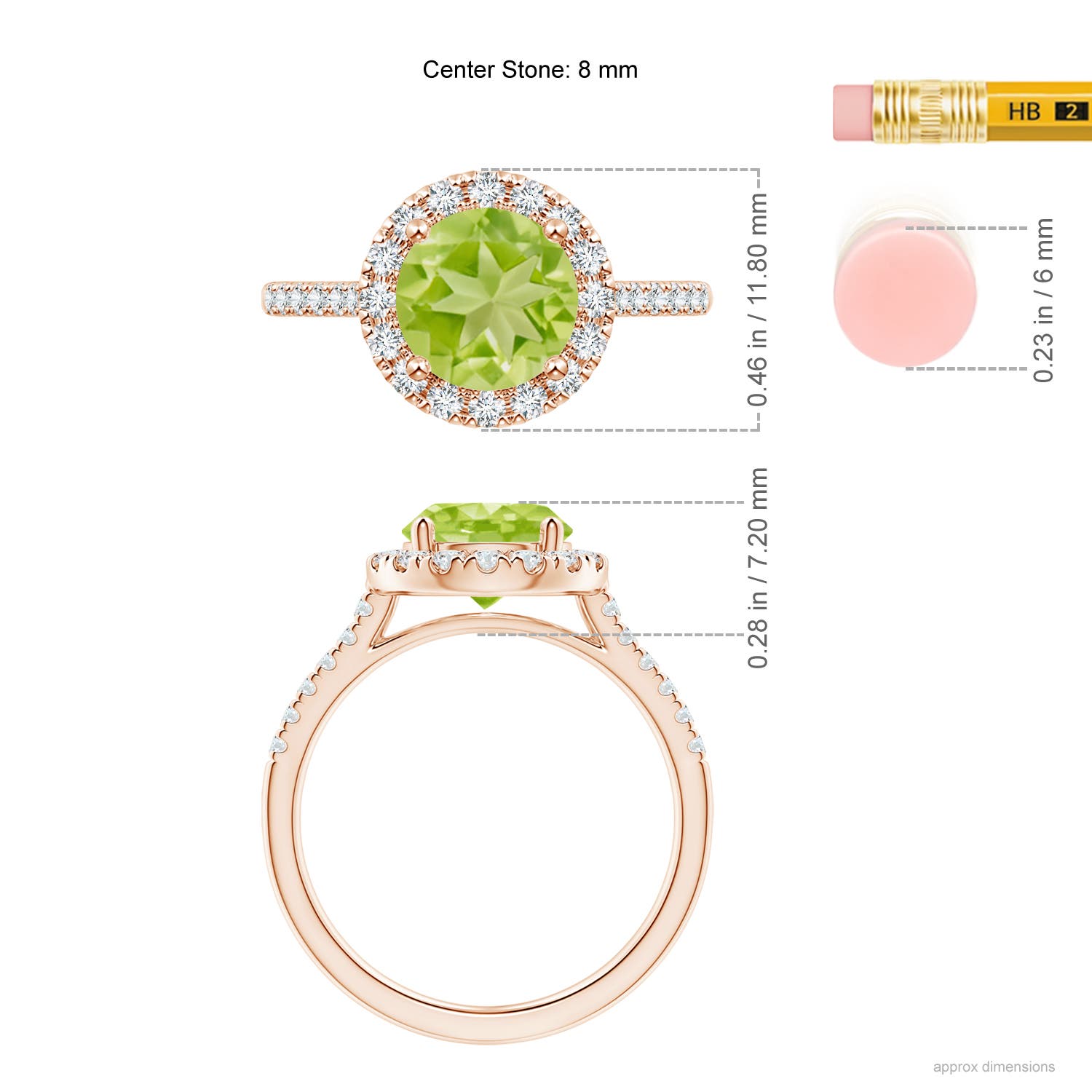 AA - Peridot / 2.32 CT / 14 KT Rose Gold