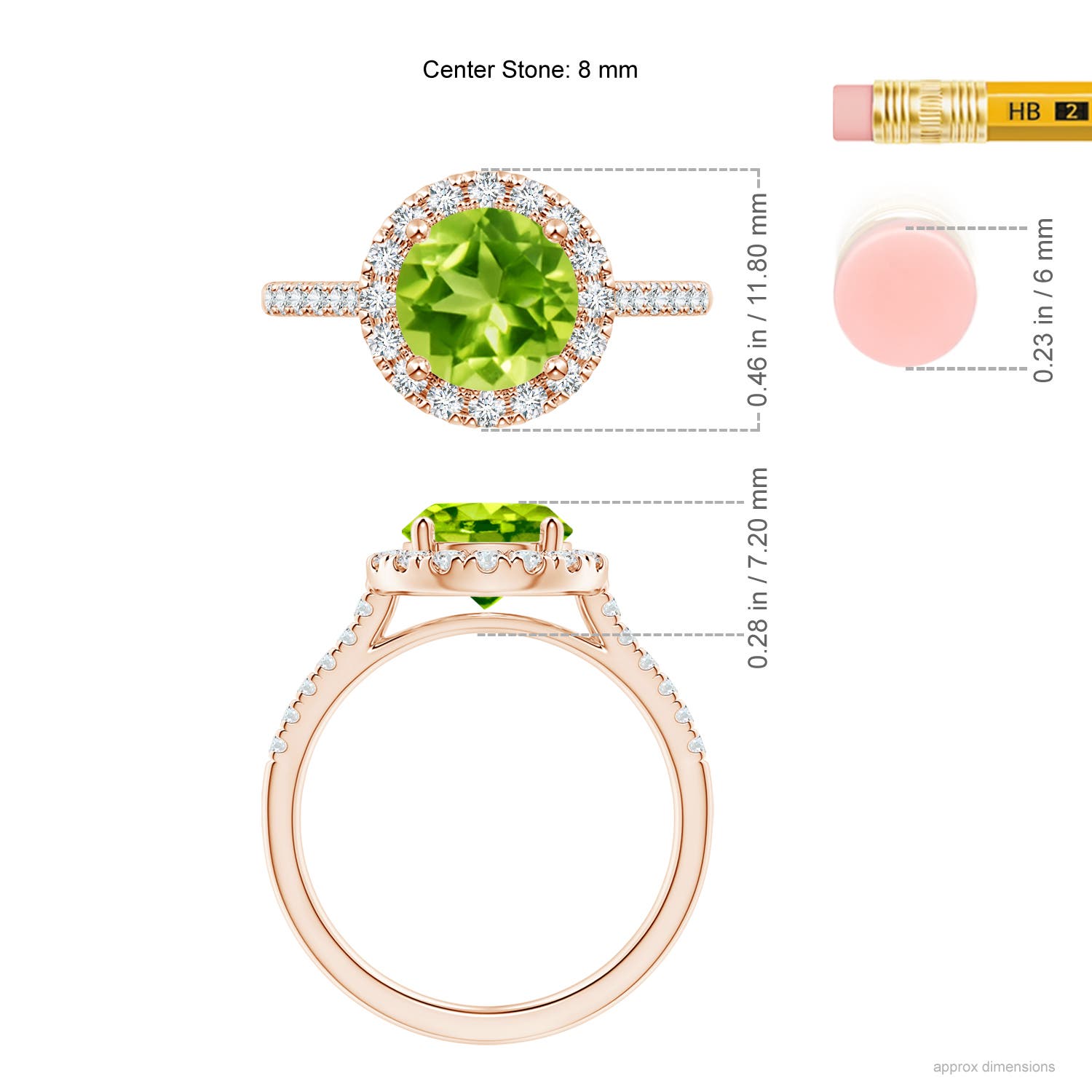 AAA - Peridot / 2.32 CT / 14 KT Rose Gold