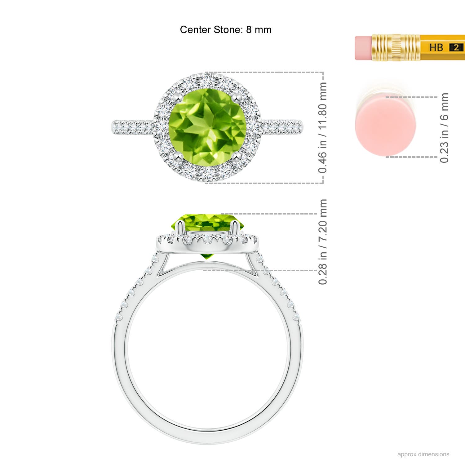 AAA - Peridot / 2.32 CT / 14 KT White Gold