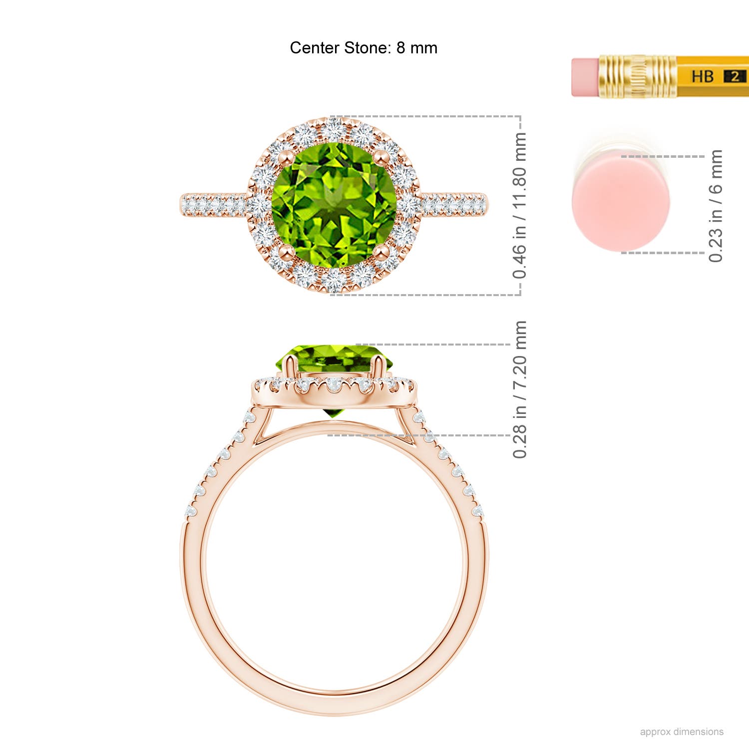 AAAA - Peridot / 2.32 CT / 14 KT Rose Gold