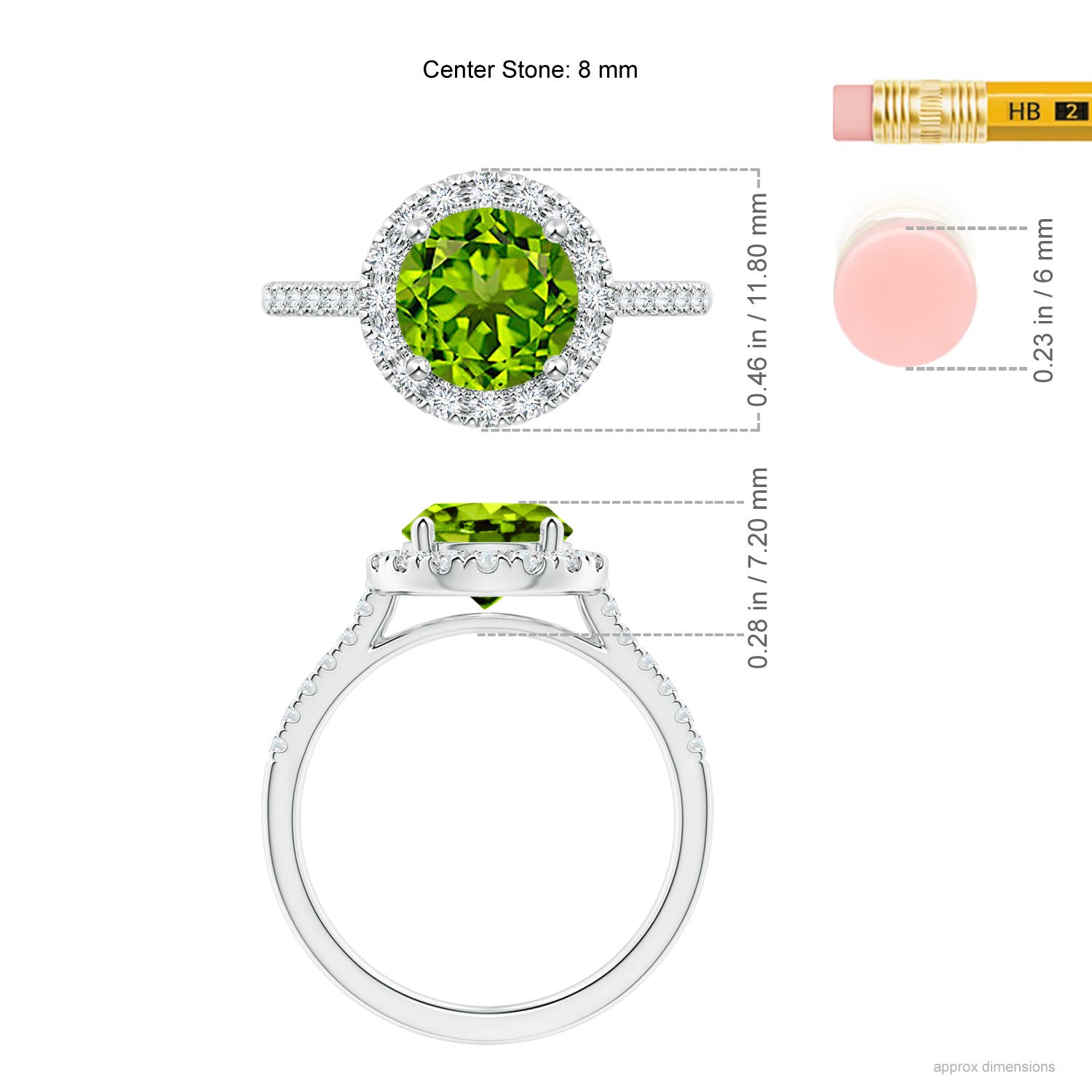 AAAA - Peridot / 2.32 CT / 14 KT White Gold