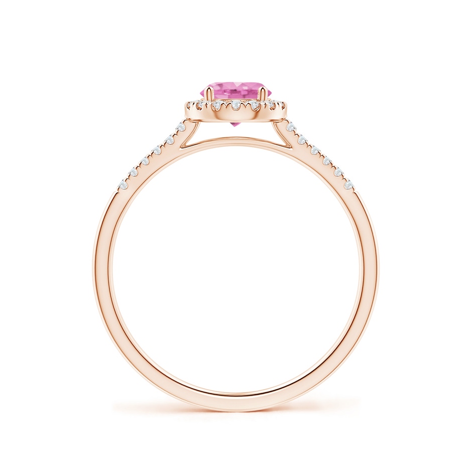 5mm A Round Pink Sapphire Halo Ring with Diamond Accents in Rose Gold side-1