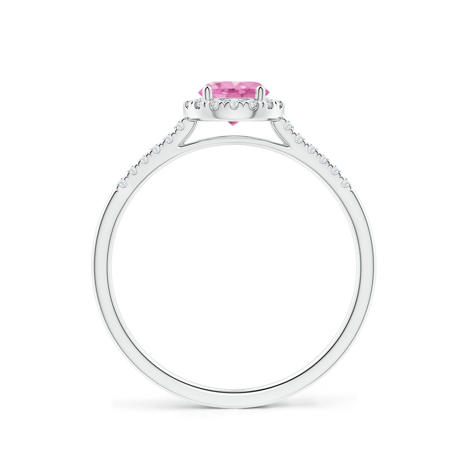 5mm A Round Pink Sapphire Halo Ring with Diamond Accents in White Gold side-1