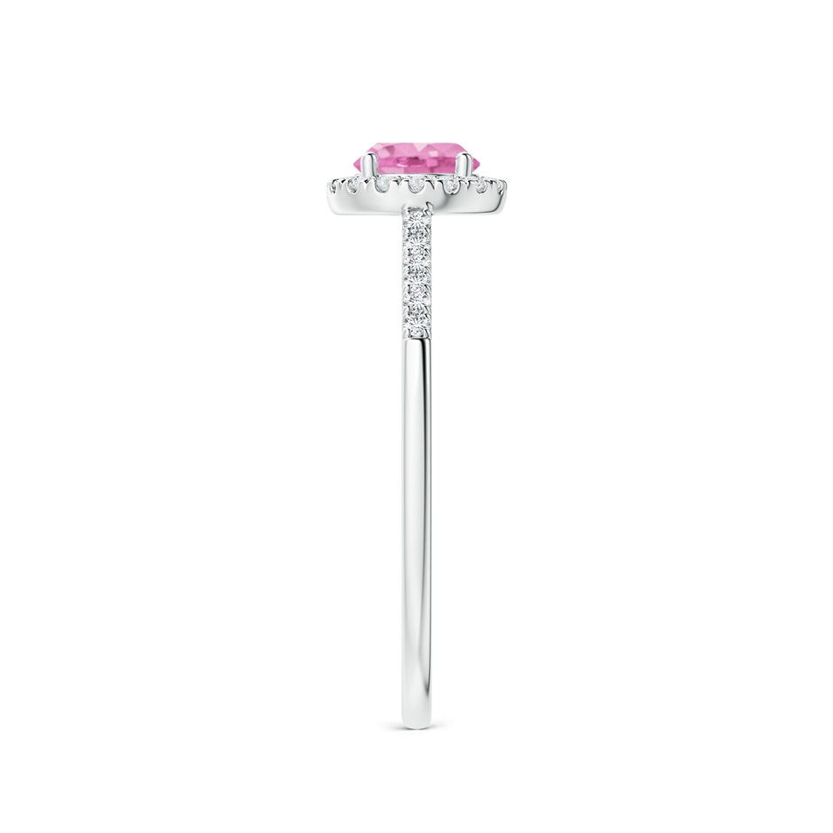 5mm A Round Pink Sapphire Halo Ring with Diamond Accents in White Gold side-2