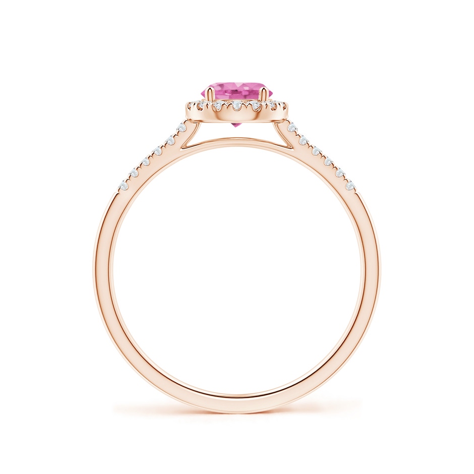 5mm AA Round Pink Sapphire Halo Ring with Diamond Accents in Rose Gold side-1