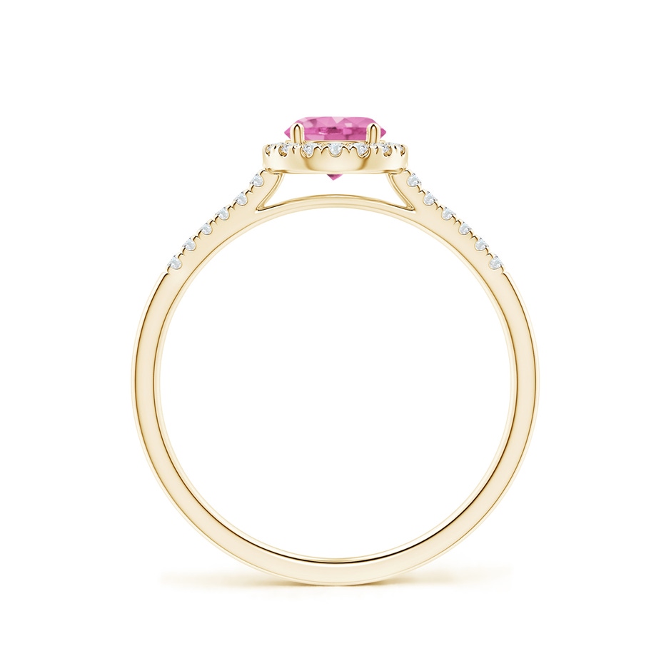 5mm AA Round Pink Sapphire Halo Ring with Diamond Accents in Yellow Gold side-1