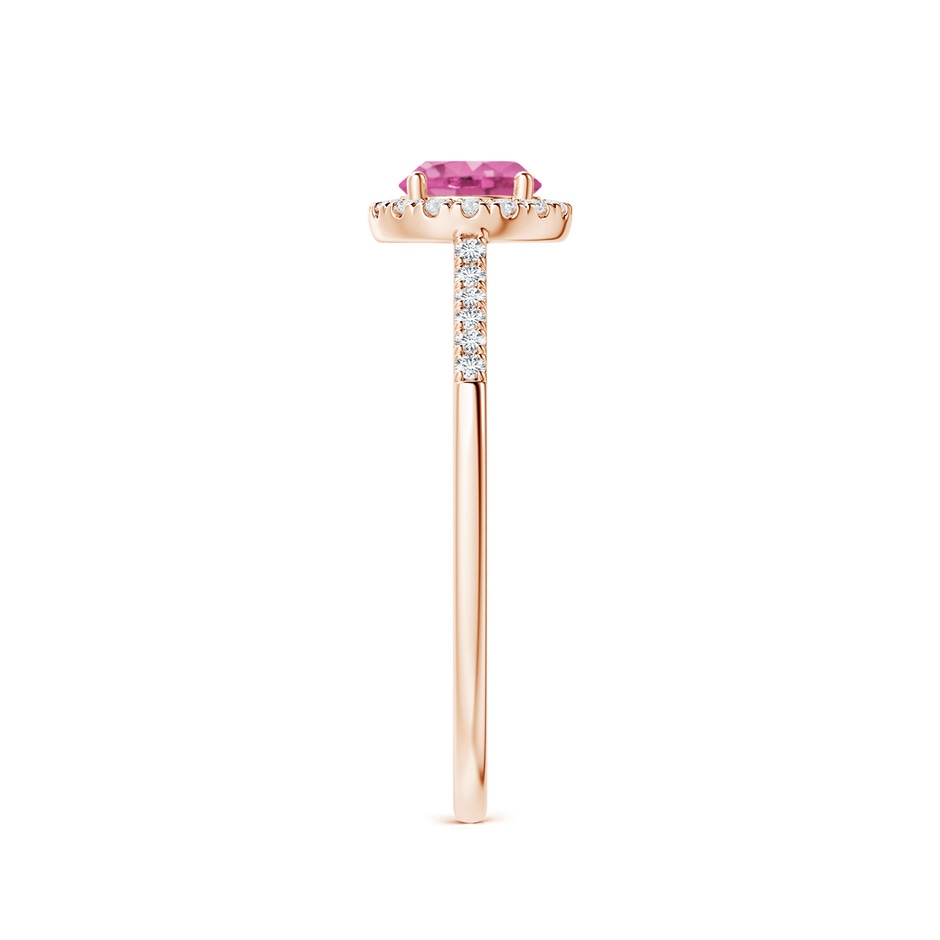 5mm AAA Round Pink Sapphire Halo Ring with Diamond Accents in Rose Gold side-2
