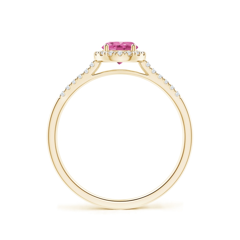 5mm AAA Round Pink Sapphire Halo Ring with Diamond Accents in Yellow Gold side-1