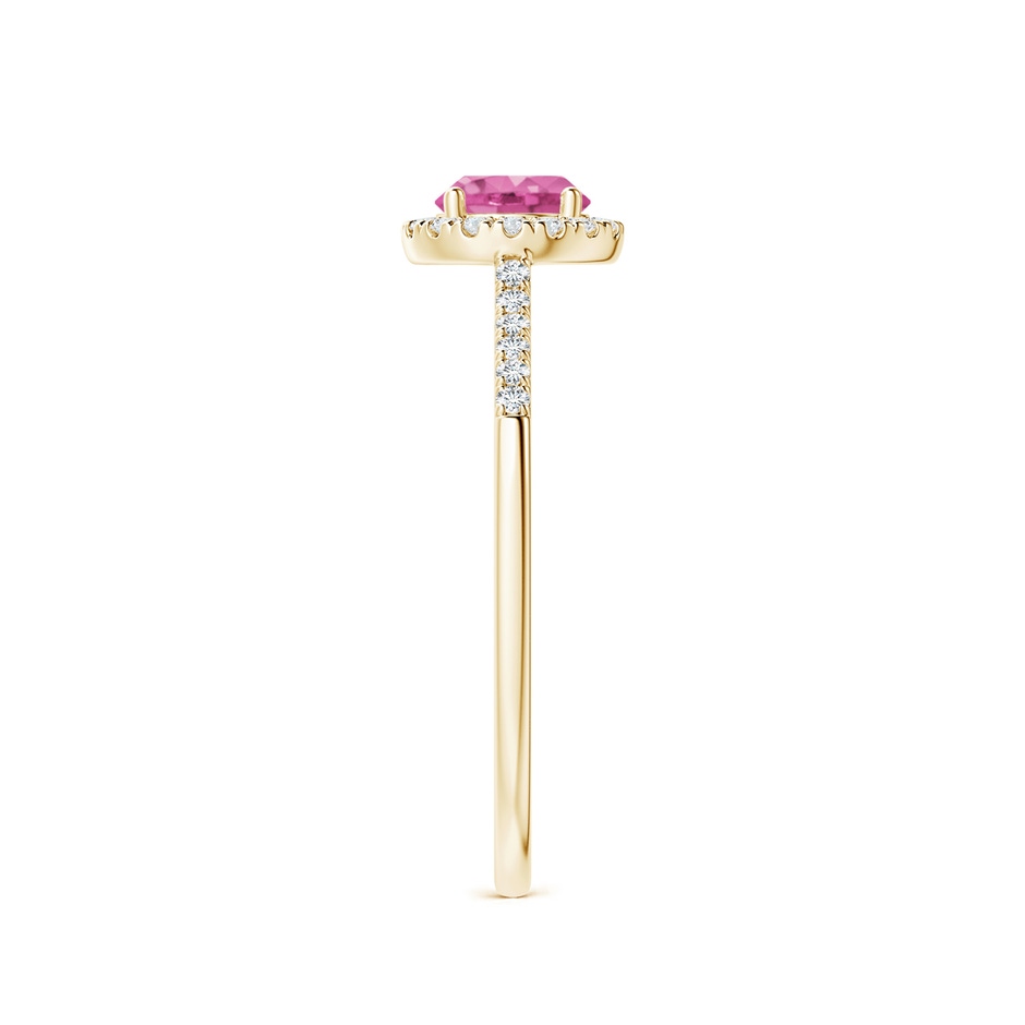 5mm AAA Round Pink Sapphire Halo Ring with Diamond Accents in Yellow Gold side-2