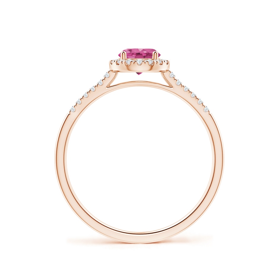 5mm AAAA Round Pink Sapphire Halo Ring with Diamond Accents in Rose Gold side-1