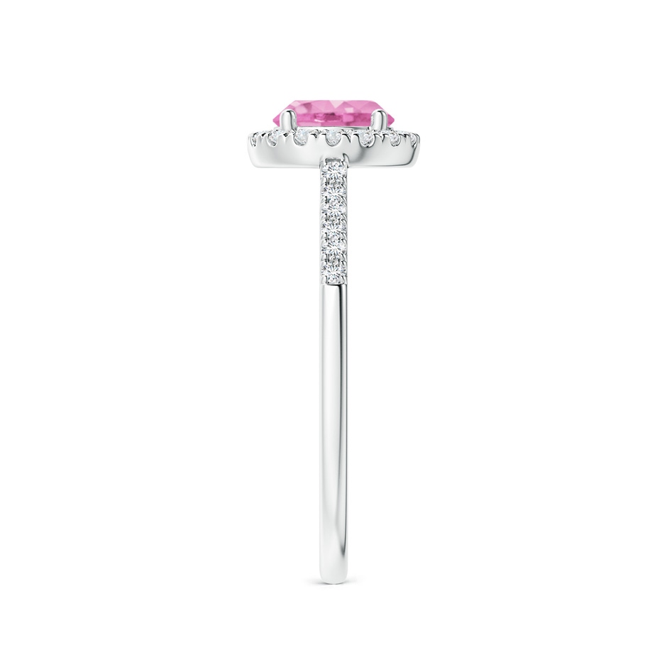 6mm A Round Pink Sapphire Halo Ring with Diamond Accents in White Gold side-2