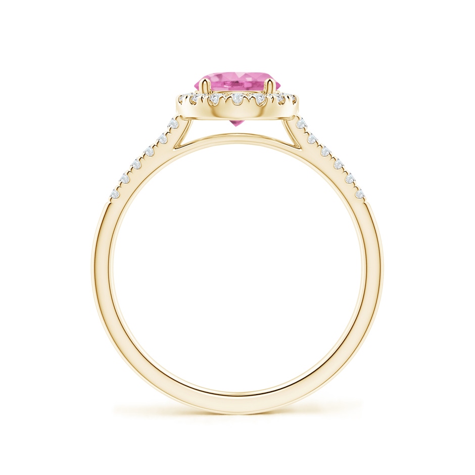 6mm A Round Pink Sapphire Halo Ring with Diamond Accents in Yellow Gold side-1