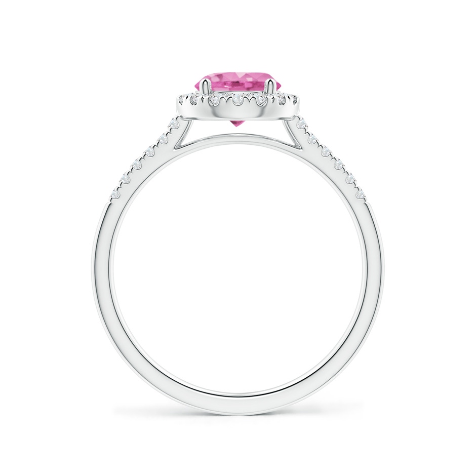 6mm AA Round Pink Sapphire Halo Ring with Diamond Accents in P950 Platinum side-1