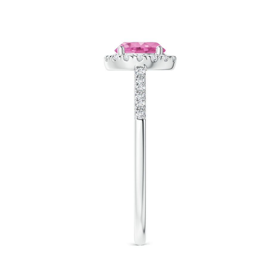6mm AA Round Pink Sapphire Halo Ring with Diamond Accents in P950 Platinum side-2