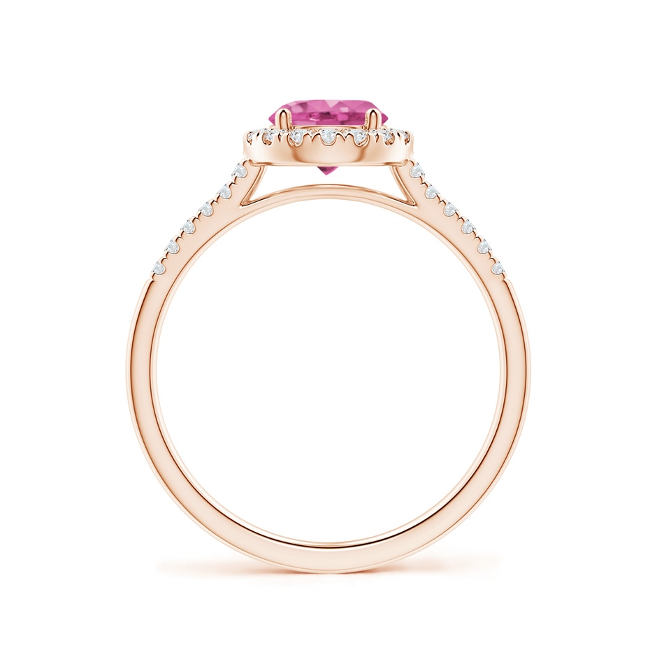 6mm AAA Round Pink Sapphire Halo Ring with Diamond Accents in Rose Gold side-1