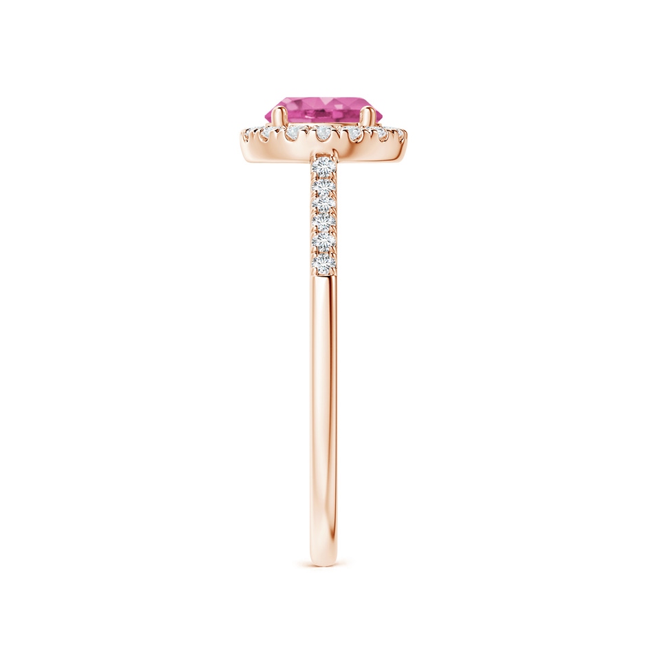 6mm AAA Round Pink Sapphire Halo Ring with Diamond Accents in Rose Gold side-2