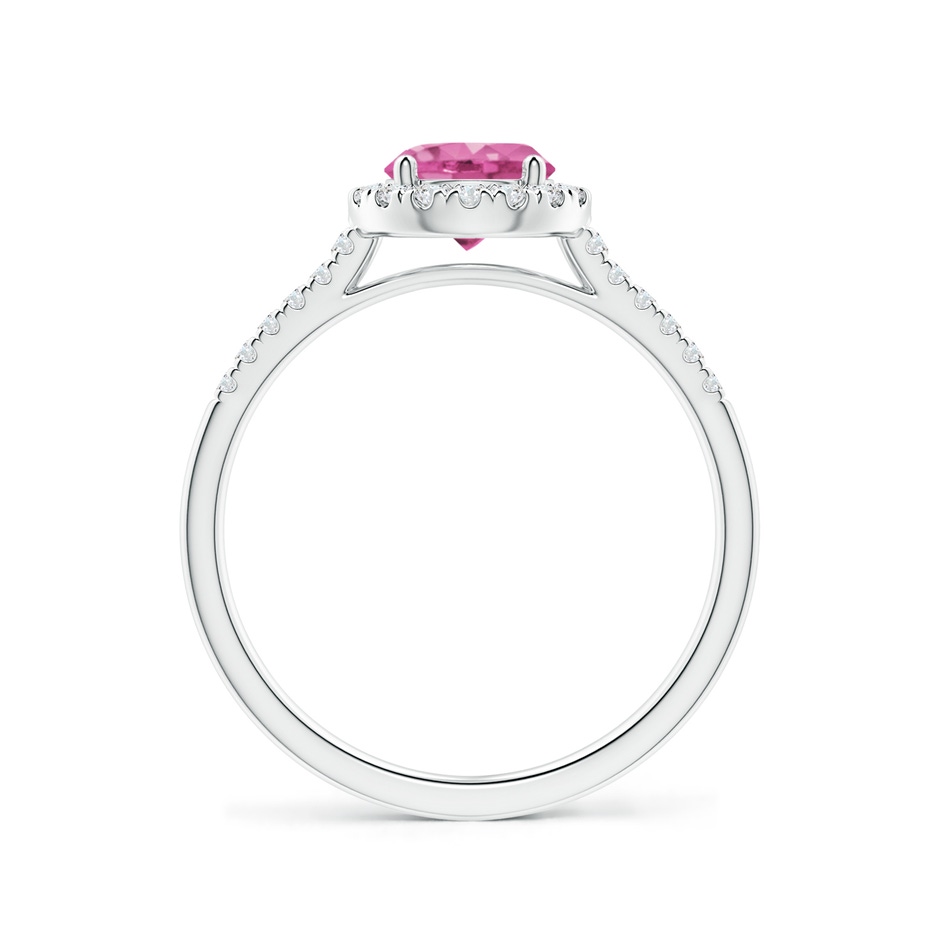 6mm AAA Round Pink Sapphire Halo Ring with Diamond Accents in White Gold side-1