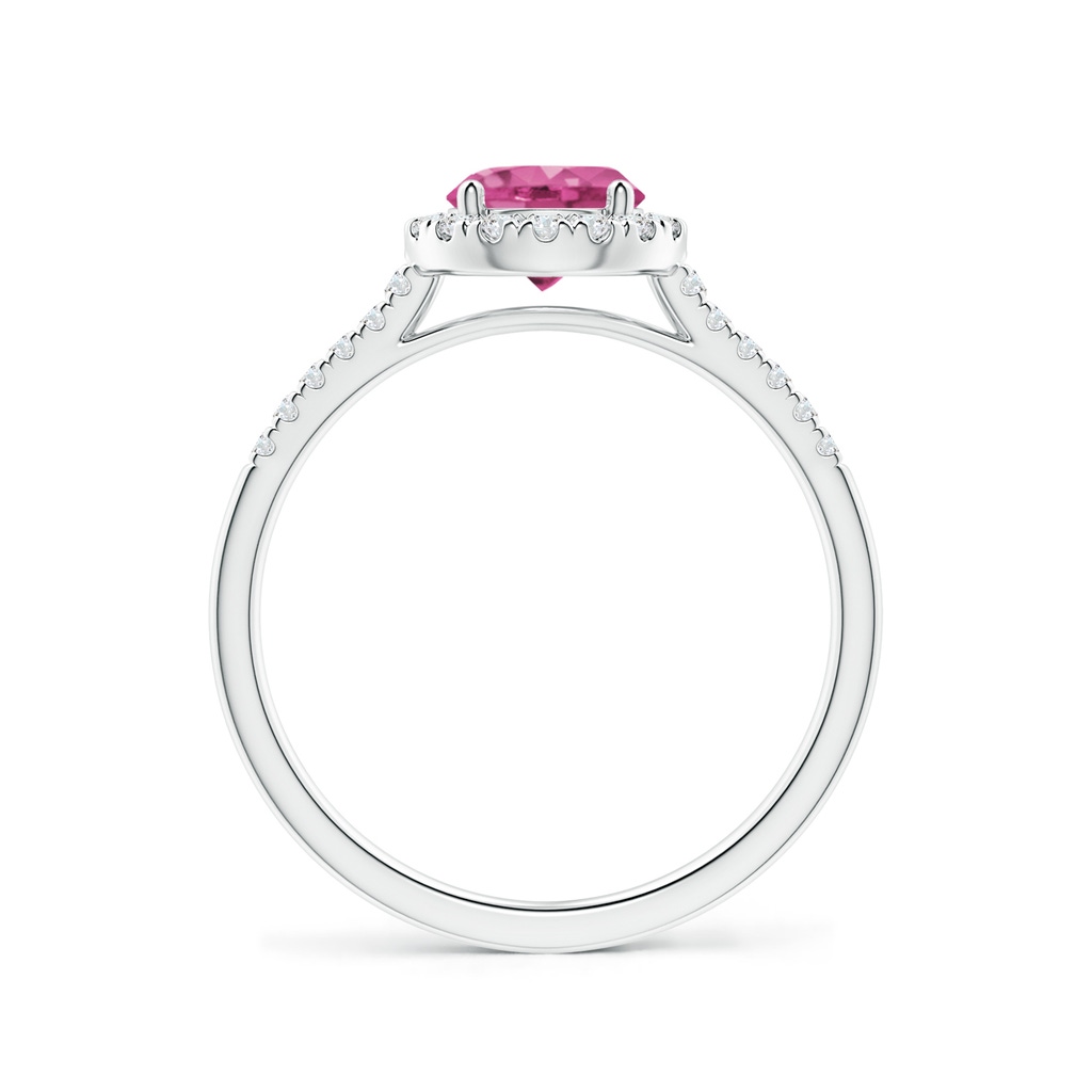 6mm AAAA Round Pink Sapphire Halo Ring with Diamond Accents in P950 Platinum Side-1