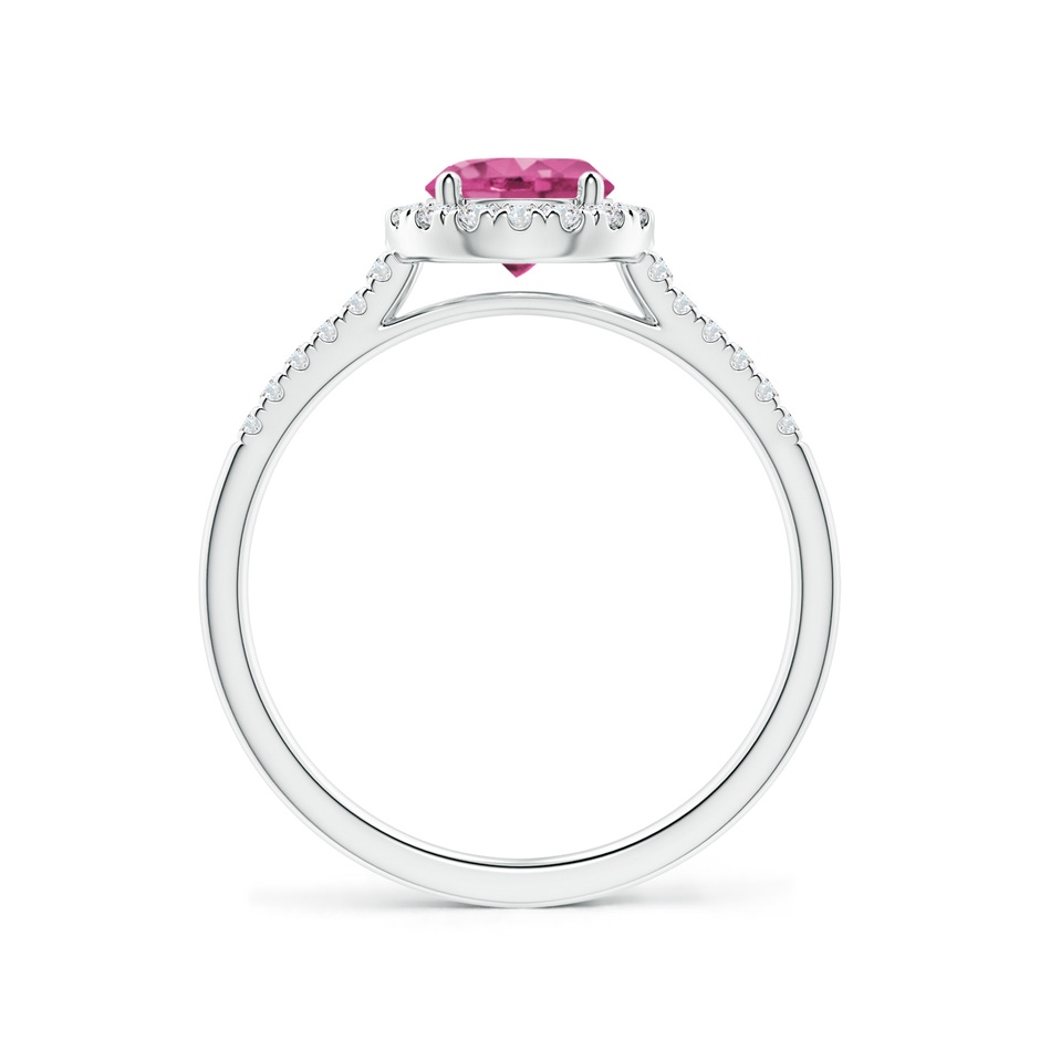 6mm AAAA Round Pink Sapphire Halo Ring with Diamond Accents in P950 Platinum side-1