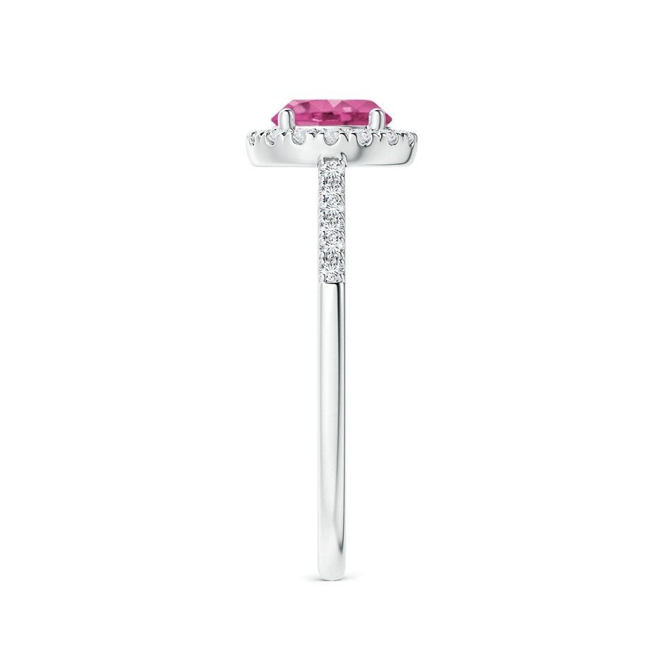 6mm AAAA Round Pink Sapphire Halo Ring with Diamond Accents in P950 Platinum side-2