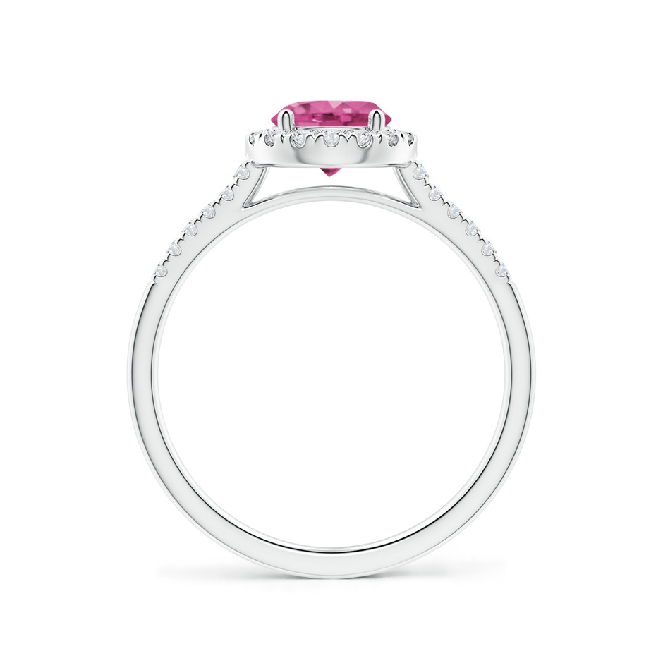 6mm AAAA Round Pink Sapphire Halo Ring with Diamond Accents in White Gold side-1