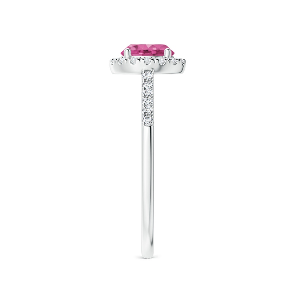 6mm AAAA Round Pink Sapphire Halo Ring with Diamond Accents in White Gold side-2