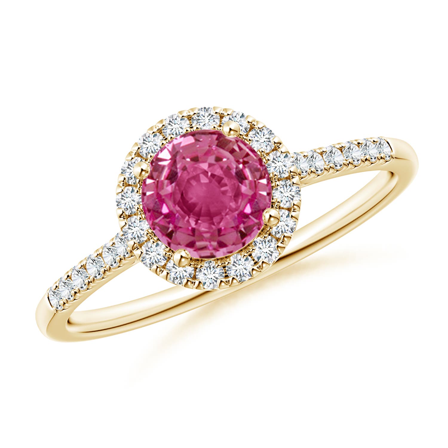 AAAA - Pink Sapphire / 1.2 CT / 14 KT Yellow Gold